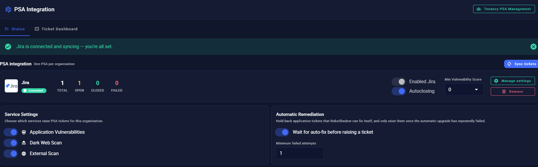 PSA Integration Redesign in RoboShadow